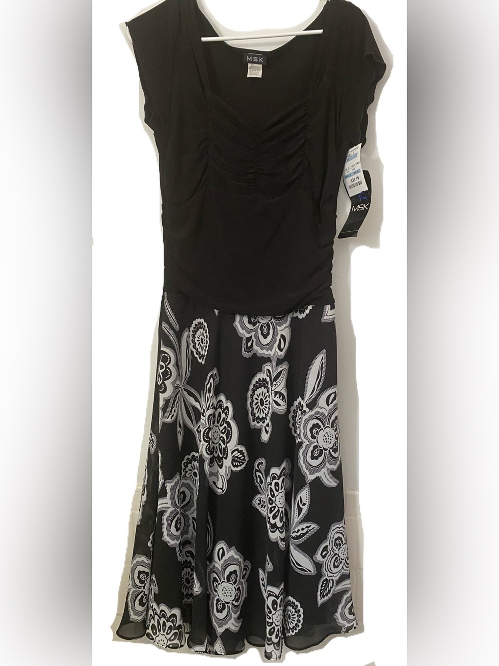 Vintage MSK Black and White Floral Dress